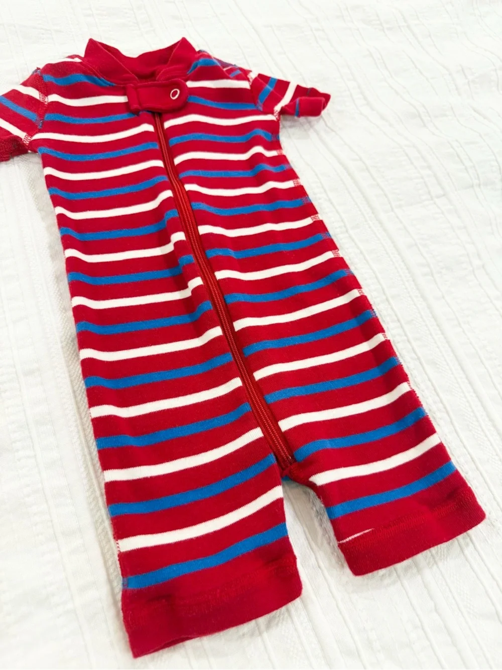 Hanna Andersson 100% Organic Cotton Zip Shortie Sleeper Red Blue 3–6M